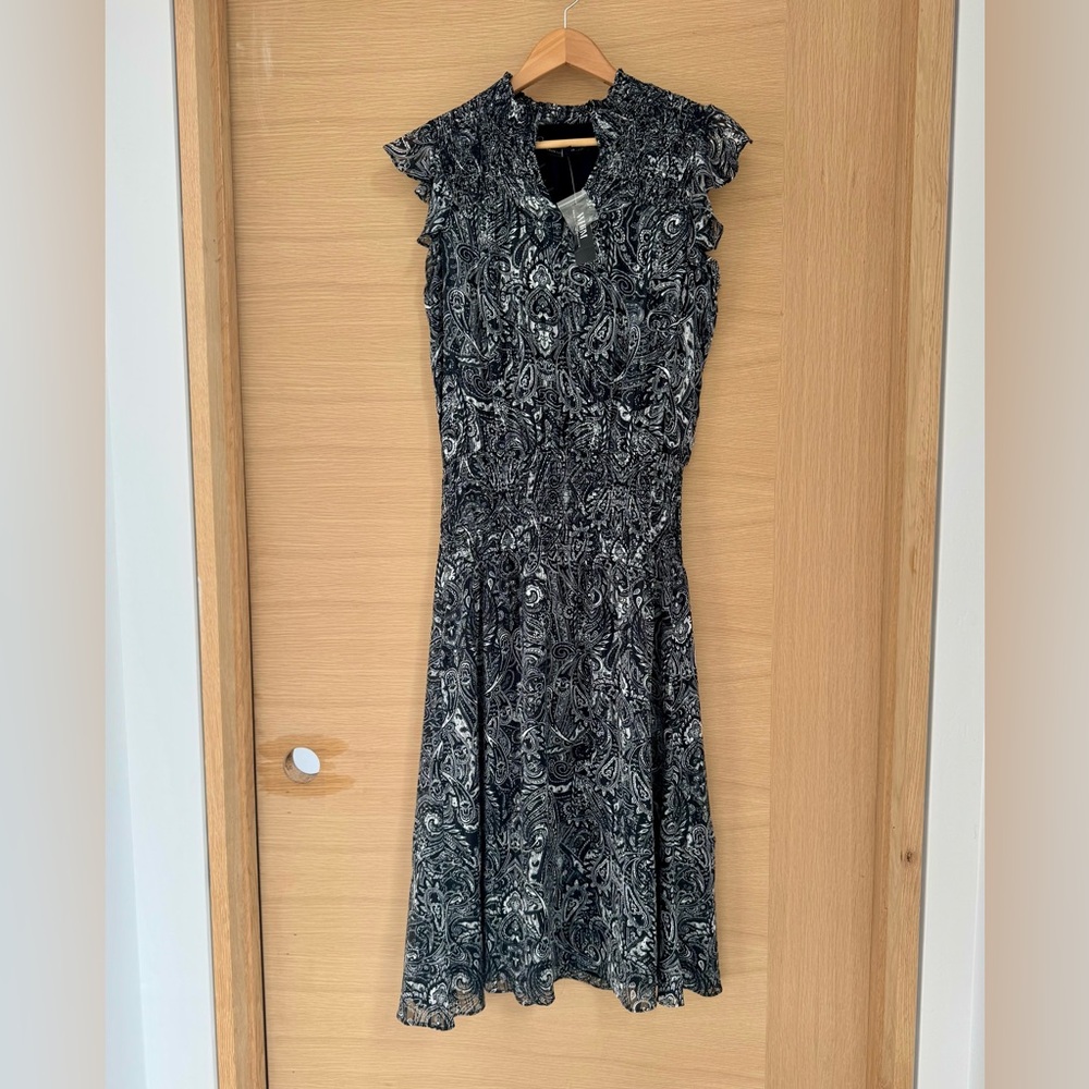 White House Black Market Black and White Paisley Midi Dress - NWT - size S